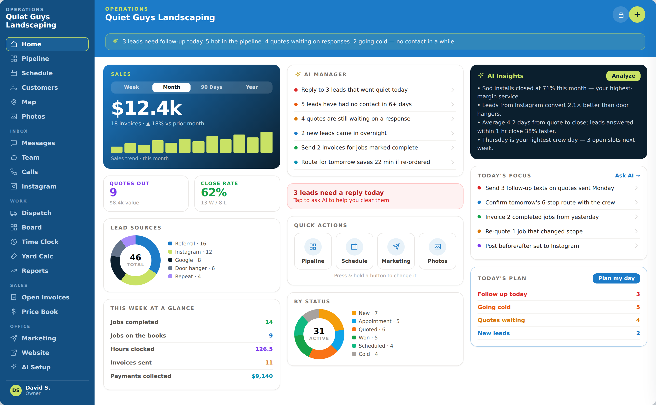 Opsly owner dashboard on desktop